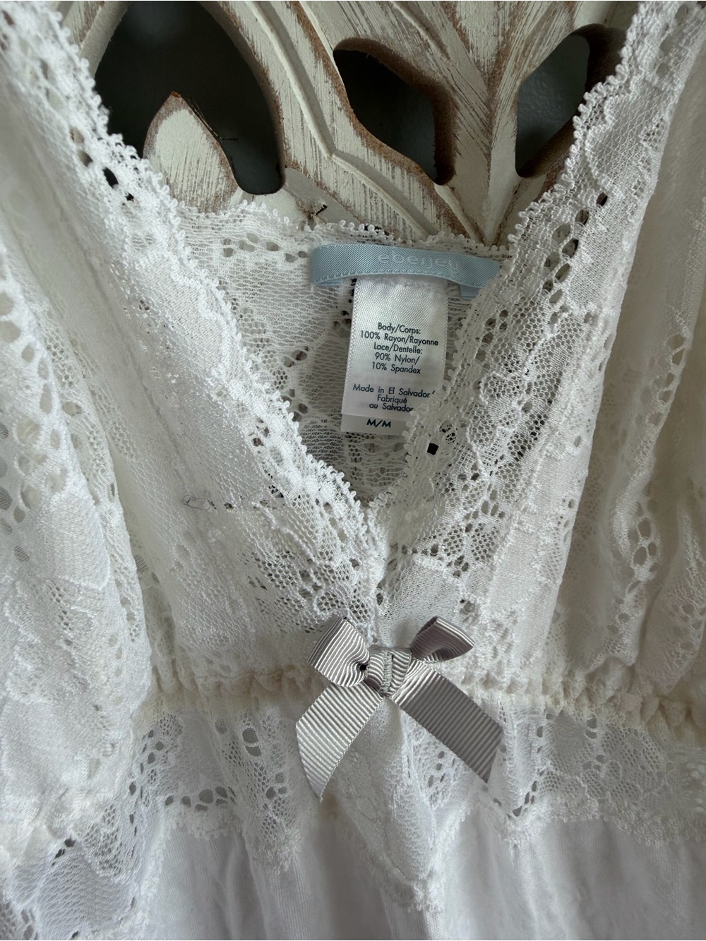 Eberjey White Lace-Trim Chemise, M - Picture 3 of 8